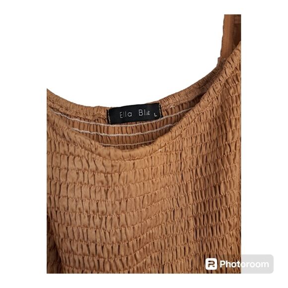 Ella Blue Dusty Mauve Pink Ruffle Tier Dress Solid Flared Mini Feminine Size L - Picture 3 of 12